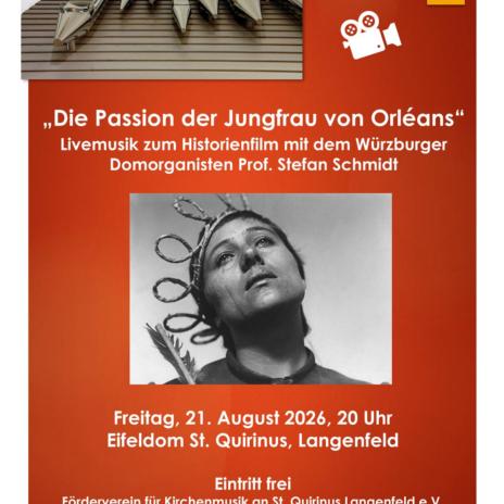 Orgelimprovisation des Würzburger Domorganisten Prof. Stefan Schmidt zum Film „Die Passion der Jungfrau von Orléans“.
