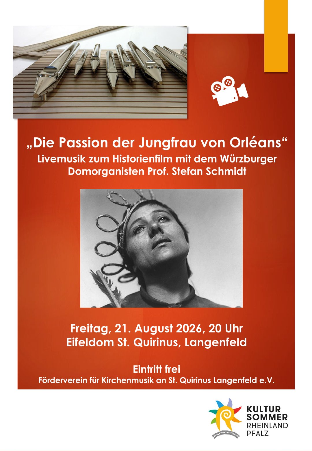 Orgelimprovisation des Würzburger Domorganisten Prof. Stefan Schmidt zum Film „Die Passion der Jungfrau von Orléans“.