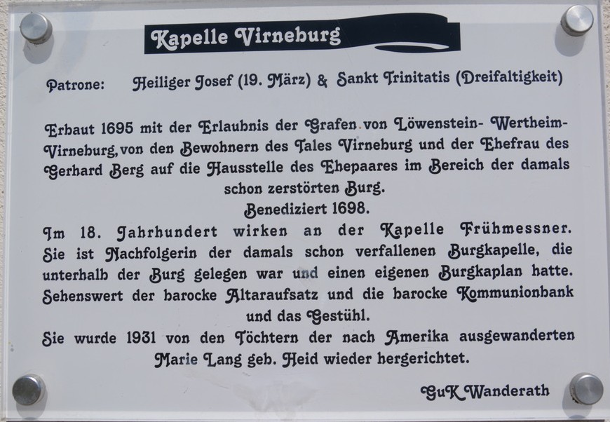Kapelle Virneburg Schild